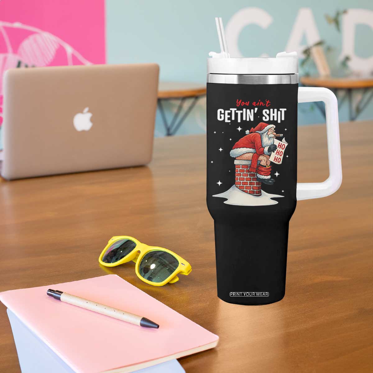 Funny Santa Christmas Tumbler With Handle You Are Not Getting Shit TS14 Print Your Wear