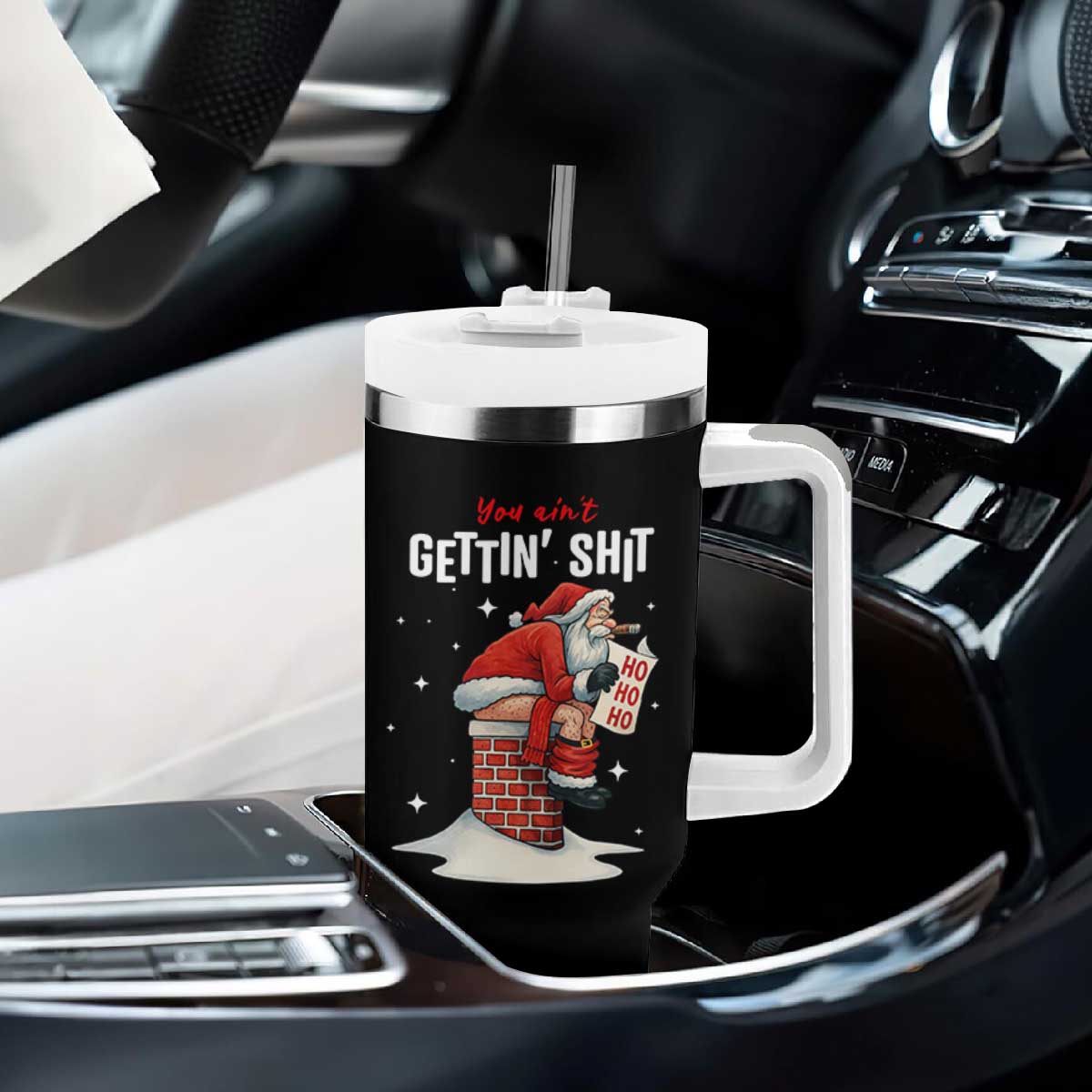 Funny Santa Christmas Tumbler With Handle You Are Not Getting Shit TS14 Print Your Wear