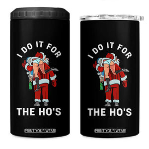 Funny Santa Christmas 4 in 1 Can Cooler Tumbler I Do It For The Ho Ho Ho TS14 One Size: 16 oz Black Print Your Wear