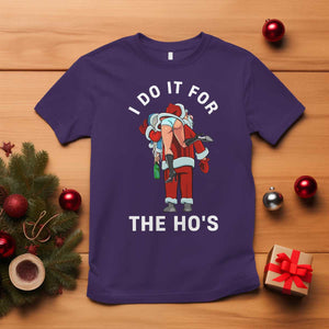 Funny Santa Christmas T Shirt I Do It For The Ho Ho Ho TS14 Purple Print Your Wear