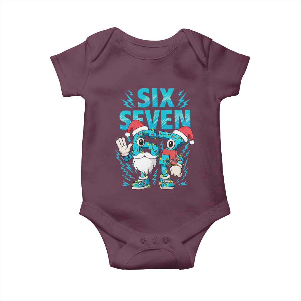 67 Six Seven Christmas Baby Onesie Funny Italian Brainrot Meme TS14 Maroon Print Your Wear