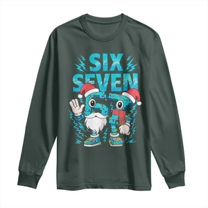 67 Six Seven Christmas Long Sleeve Shirt Funny Italian Brainrot Meme TS14 Dark Forest Green Print Your Wear