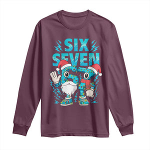 67 Six Seven Christmas Long Sleeve Shirt Funny Italian Brainrot Meme TS14 Maroon Print Your Wear