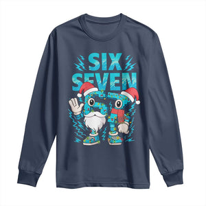 67 Six Seven Christmas Long Sleeve Shirt Funny Italian Brainrot Meme TS14 Navy Print Your Wear