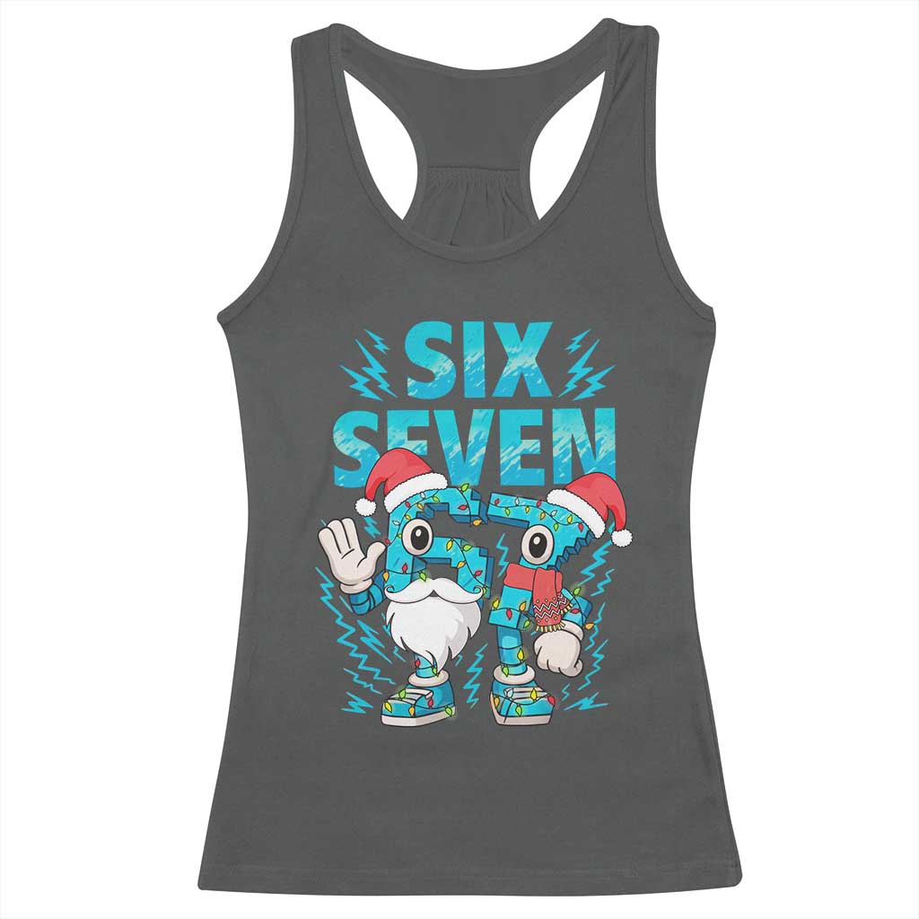 67 Six Seven Christmas Racerback Tank Top Funny Italian Brainrot Meme TS14 Dark Heather Print Your Wear