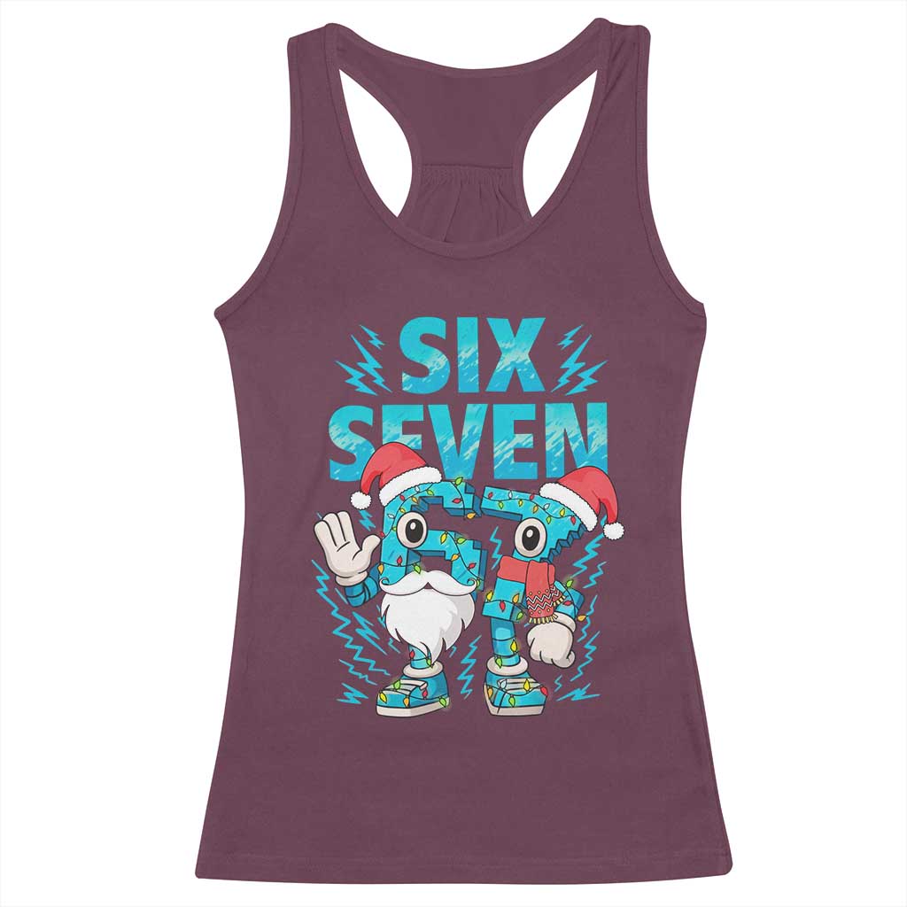 67 Six Seven Christmas Racerback Tank Top Funny Italian Brainrot Meme TS14 Maroon Print Your Wear