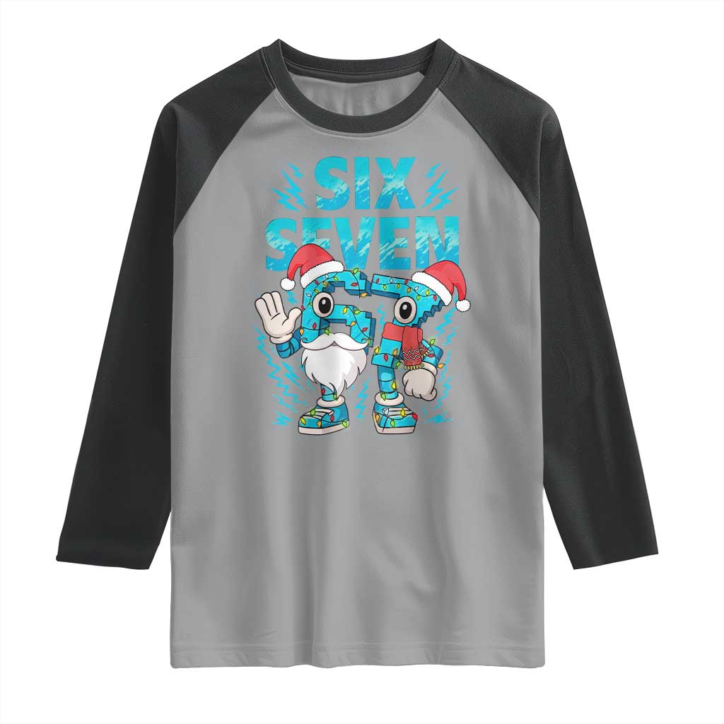 67 Six Seven Christmas Raglan Shirt Funny Italian Brainrot Meme TS14 Sport Gray Black Print Your Wear