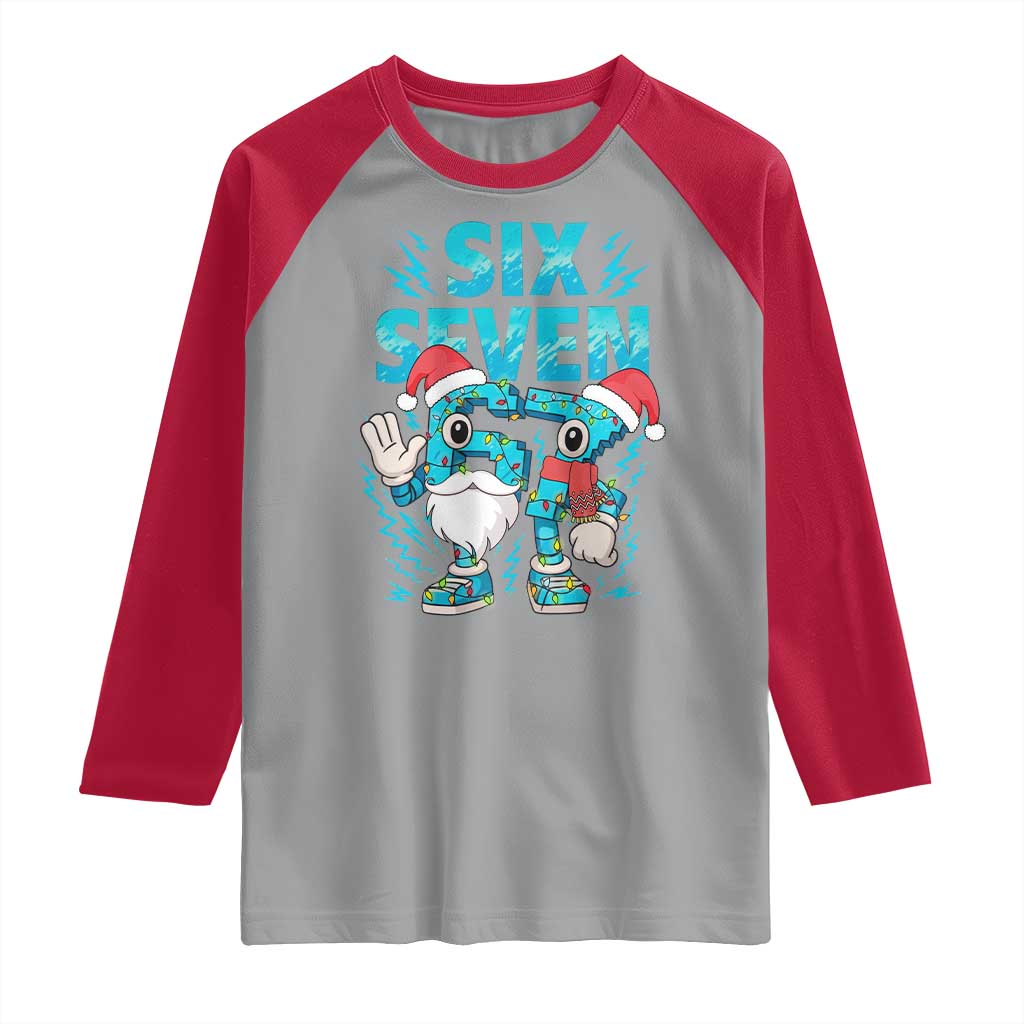 67 Six Seven Christmas Raglan Shirt Funny Italian Brainrot Meme TS14 Sport Gray Red Print Your Wear