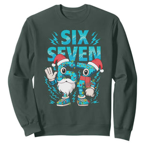 67 Six Seven Christmas Sweatshirt Funny Italian Brainrot Meme TS14 Dark Forest Green Print Your Wear