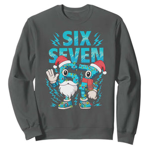 67 Six Seven Christmas Sweatshirt Funny Italian Brainrot Meme TS14 Dark Heather Print Your Wear