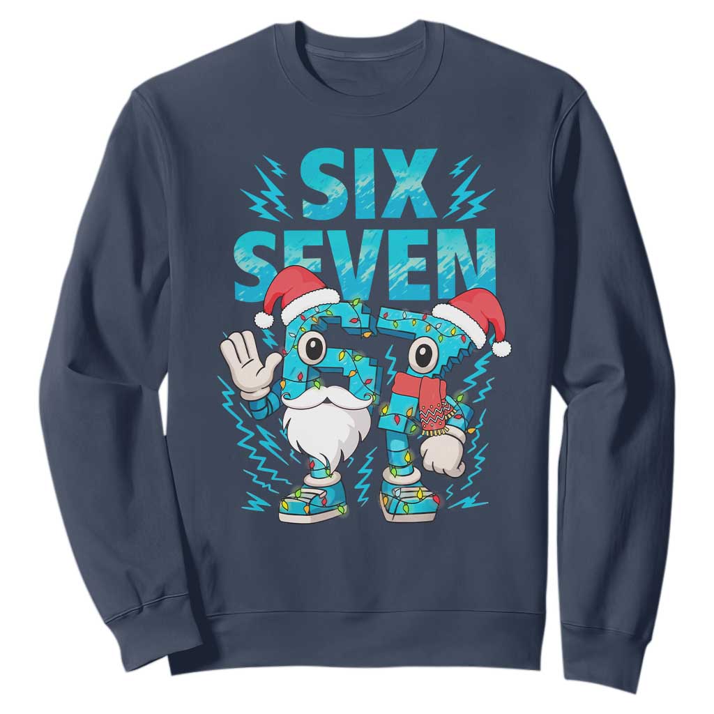 67 Six Seven Christmas Sweatshirt Funny Italian Brainrot Meme TS14 Navy Print Your Wear