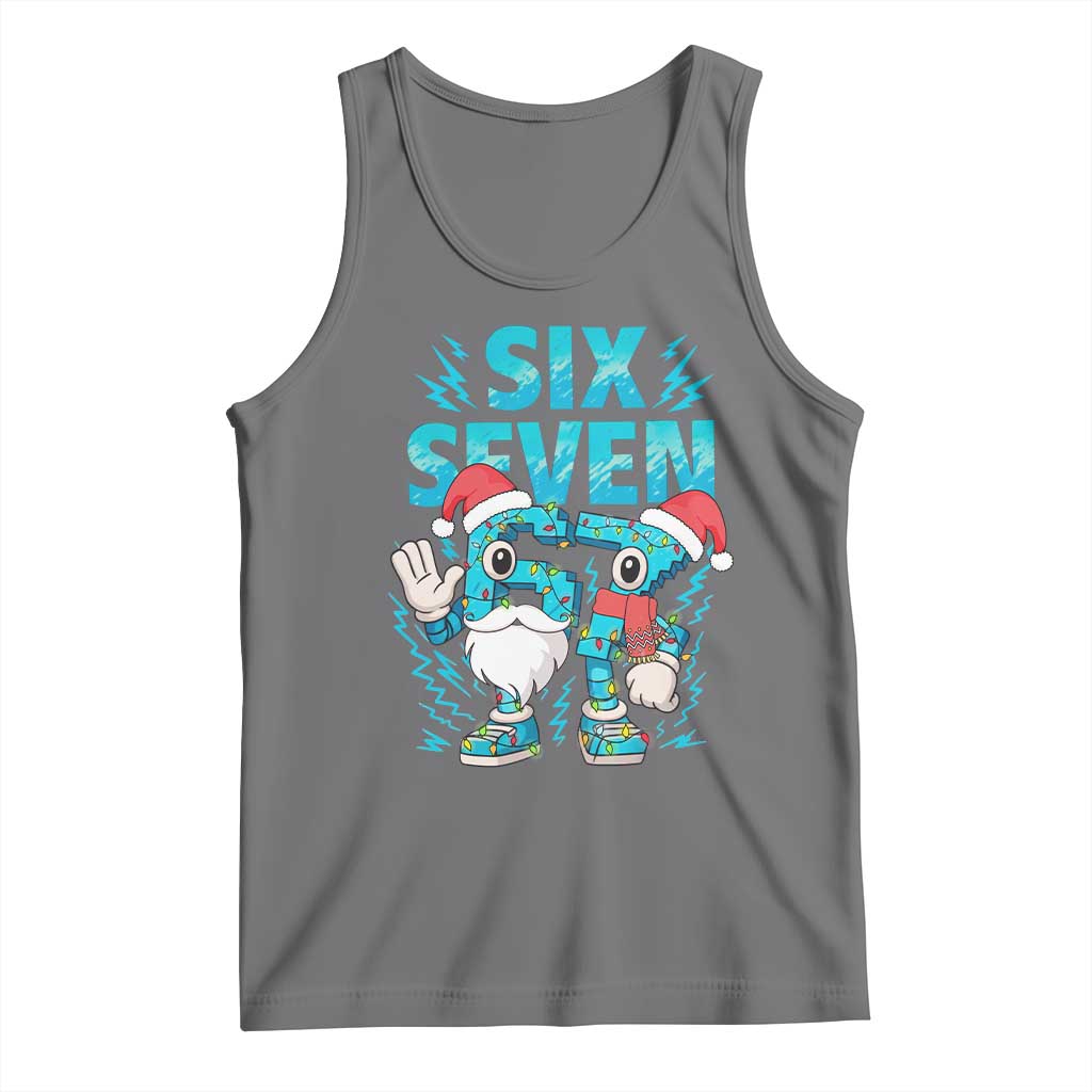 67 Six Seven Christmas Tank Top Funny Italian Brainrot Meme TS14 Black Heather Print Your Wear