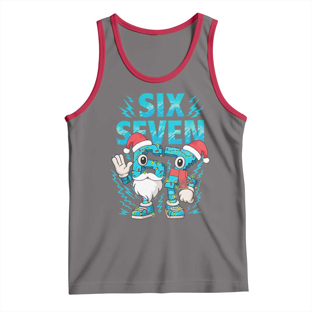 67 Six Seven Christmas Tank Top Funny Italian Brainrot Meme TS14 Deep Heather Red Print Your Wear