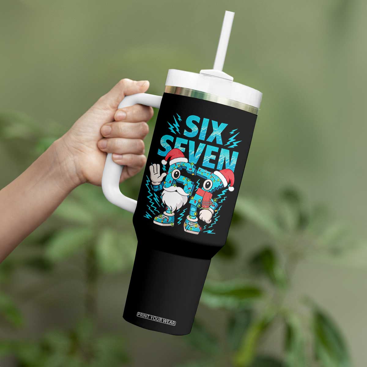 67 Six Seven Christmas Tumbler With Handle Funny Italian Brainrot Meme TS14 Print Your Wear