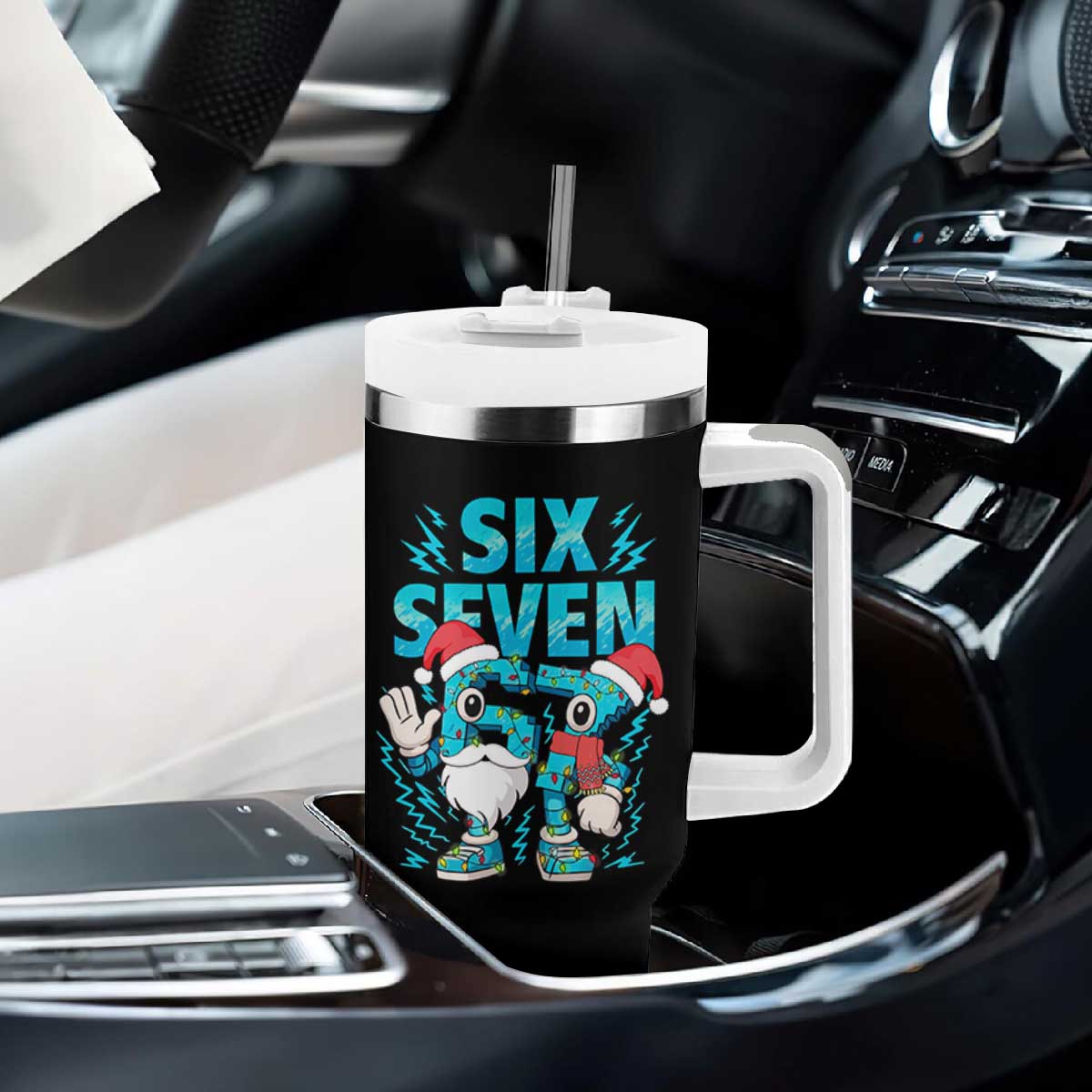 67 Six Seven Christmas Tumbler With Handle Funny Italian Brainrot Meme TS14 Print Your Wear