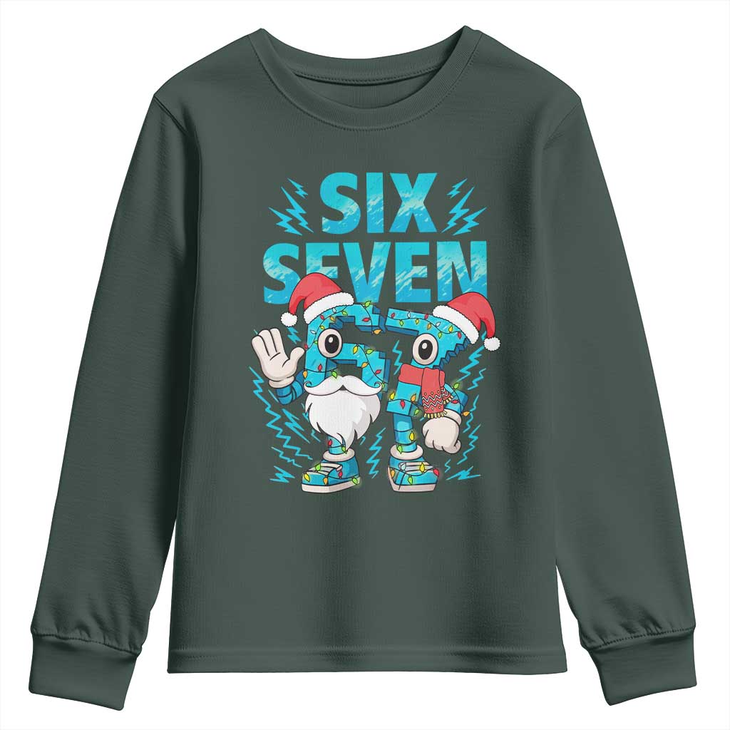 67 Six Seven Christmas Youth Sweatshirt Funny Italian Brainrot Meme TS14 Dark Forest Green Print Your Wear