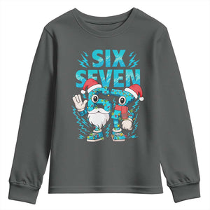 67 Six Seven Christmas Youth Sweatshirt Funny Italian Brainrot Meme TS14 Dark Heather Print Your Wear