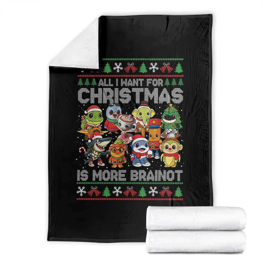 Italian Brainrot Christmas Meme Throw Blanket All I Want For Xmas Is More Brainot TS14 Black Print Your Wear