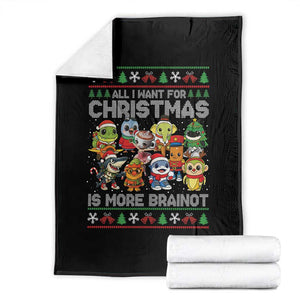 Italian Brainrot Christmas Meme Throw Blanket All I Want For Xmas Is More Brainot TS14 Black Print Your Wear