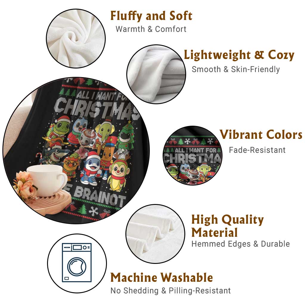 Italian Brainrot Christmas Meme Throw Blanket All I Want For Xmas Is More Brainot TS14 Print Your Wear