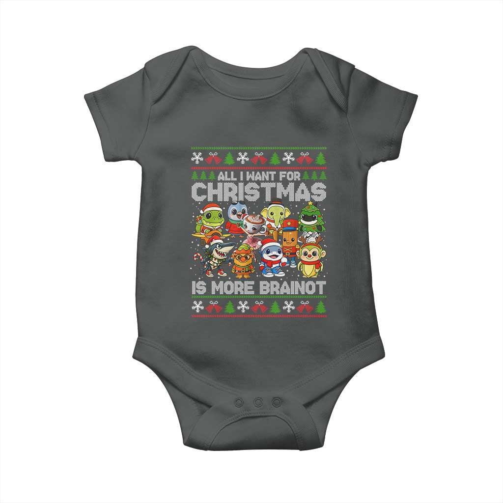 Italian Brainrot Christmas Meme Baby Onesie All I Want For Xmas Is More Brainot TS14 Dark Heather Print Your Wear