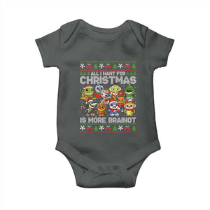 Italian Brainrot Christmas Meme Baby Onesie All I Want For Xmas Is More Brainot TS14 Dark Heather Print Your Wear