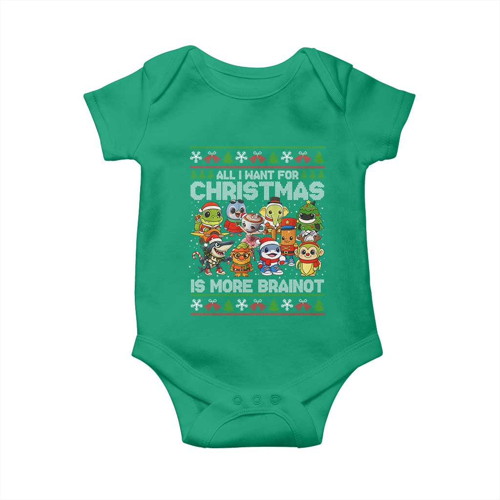 Italian Brainrot Christmas Meme Baby Onesie All I Want For Xmas Is More Brainot TS14 Irish Green Print Your Wear