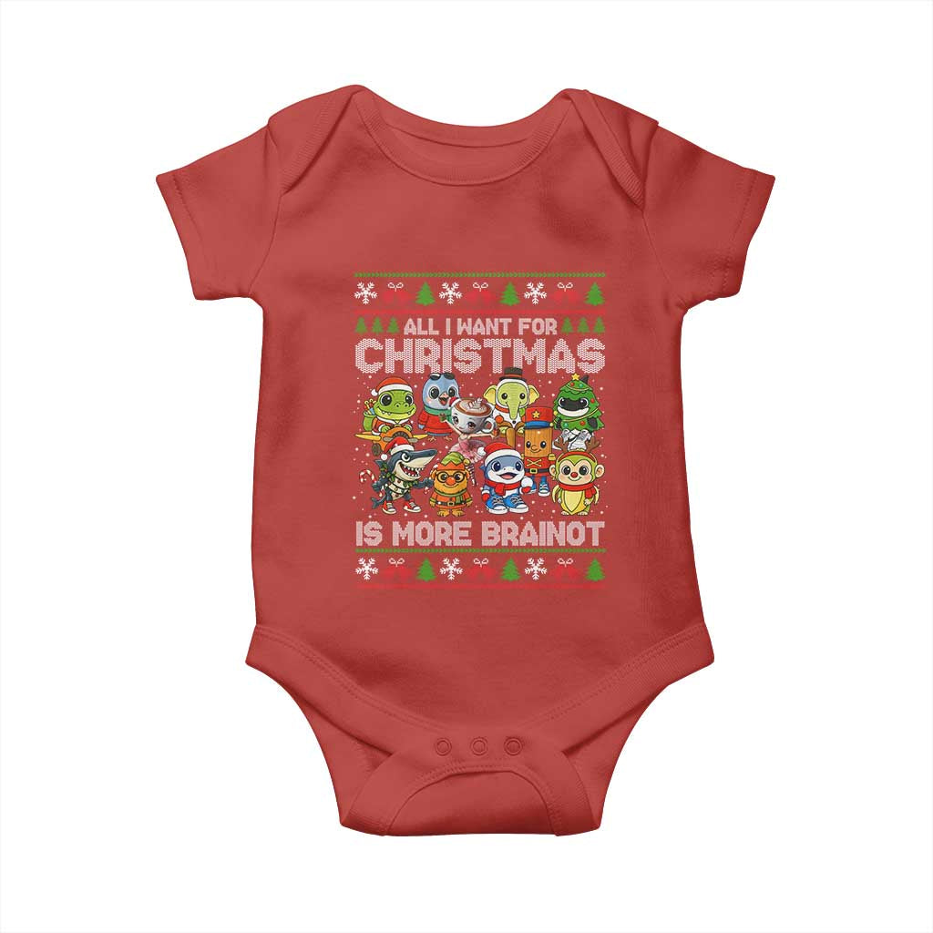Italian Brainrot Christmas Meme Baby Onesie All I Want For Xmas Is More Brainot TS14 Red Print Your Wear