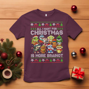 Italian Brainrot Christmas Meme T Shirt All I Want For Xmas Is More Brainot TS14 Maroon Print Your Wear