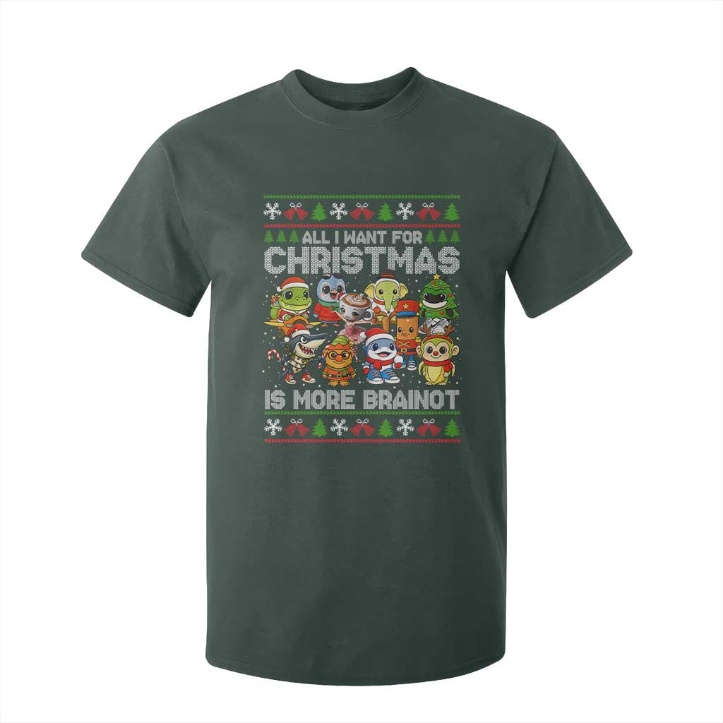 Italian Brainrot Christmas Meme T Shirt For Kid All I Want For Xmas Is More Brainot TS14 Dark Forest Green Print Your Wear