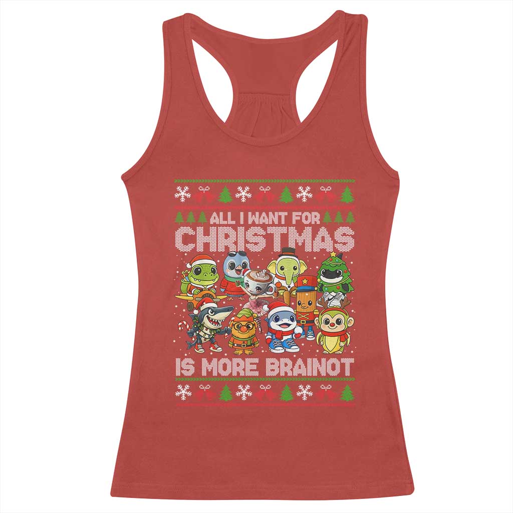 Italian Brainrot Christmas Meme Racerback Tank Top All I Want For Xmas Is More Brainot TS14 Red Print Your Wear