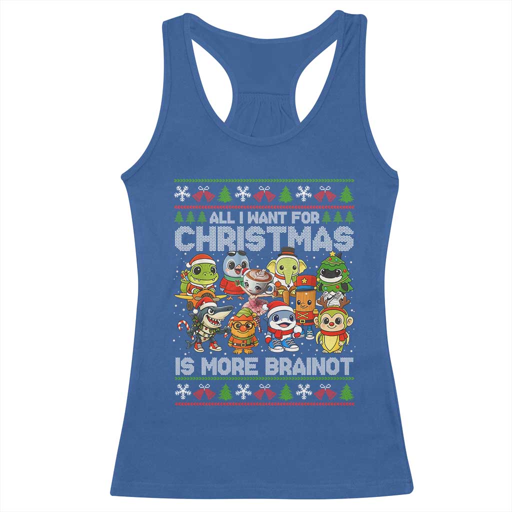 Italian Brainrot Christmas Meme Racerback Tank Top All I Want For Xmas Is More Brainot TS14 Royal Blue Print Your Wear