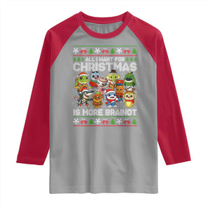 Italian Brainrot Christmas Meme Raglan Shirt All I Want For Xmas Is More Brainot TS14 Sport Gray Red Print Your Wear