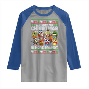 Italian Brainrot Christmas Meme Raglan Shirt All I Want For Xmas Is More Brainot TS14 Sport Gray Royal Print Your Wear