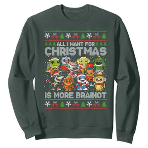 Italian Brainrot Christmas Meme Sweatshirt All I Want For Xmas Is More Brainot TS14 Dark Forest Green Print Your Wear
