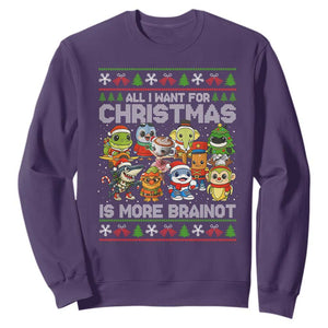 Italian Brainrot Christmas Meme Sweatshirt All I Want For Xmas Is More Brainot TS14 Purple Print Your Wear