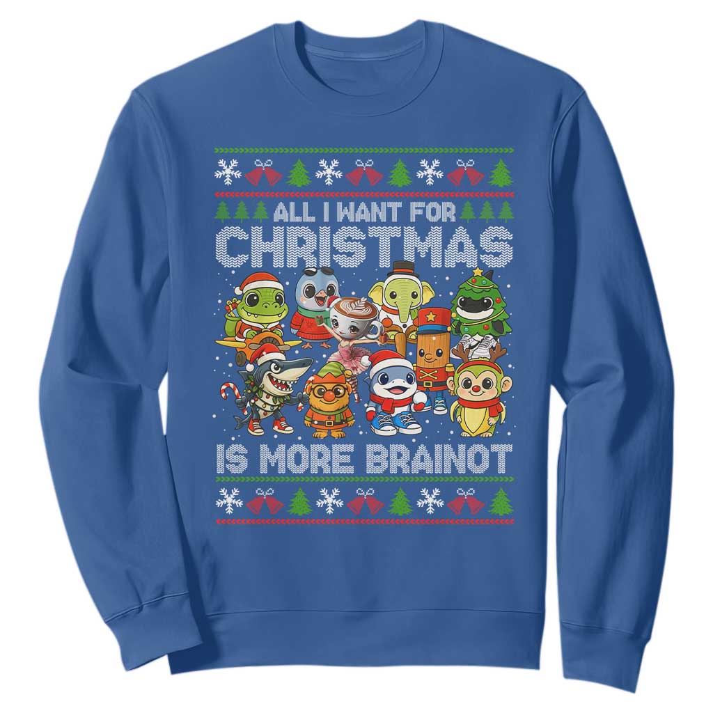 Italian Brainrot Christmas Meme Sweatshirt All I Want For Xmas Is More Brainot TS14 Royal Blue Print Your Wear