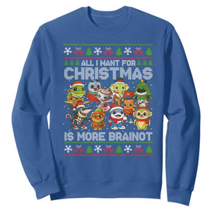 Italian Brainrot Christmas Meme Sweatshirt All I Want For Xmas Is More Brainot TS14 Royal Blue Print Your Wear
