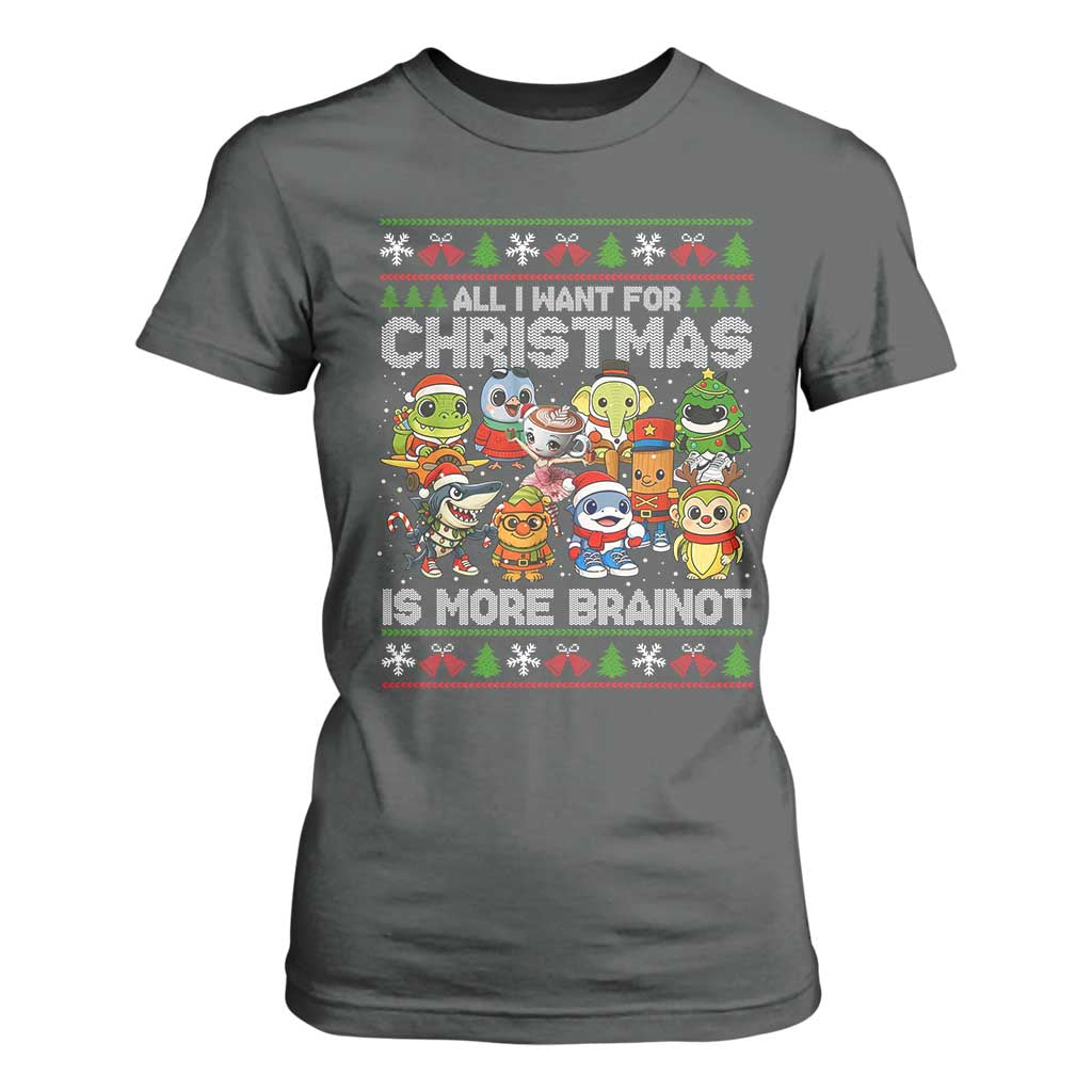 Italian Brainrot Christmas Meme T Shirt For Women All I Want For Xmas Is More Brainot TS14 Dark Heather Print Your Wear