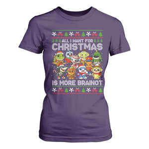 Italian Brainrot Christmas Meme T Shirt For Women All I Want For Xmas Is More Brainot TS14 Purple Print Your Wear