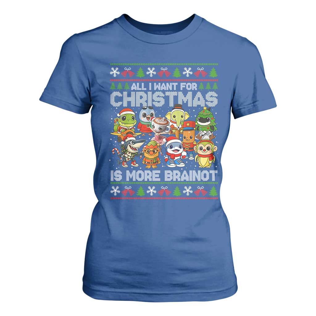 Italian Brainrot Christmas Meme T Shirt For Women All I Want For Xmas Is More Brainot TS14 Royal Blue Print Your Wear