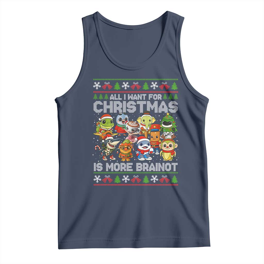 Italian Brainrot Christmas Meme Tank Top All I Want For Xmas Is More Brainot TS14 Navy Print Your Wear