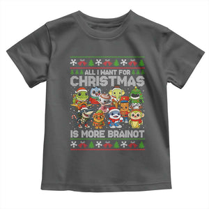 Italian Brainrot Christmas Meme Toddler T Shirt All I Want For Xmas Is More Brainot TS14 Dark Heather Print Your Wear