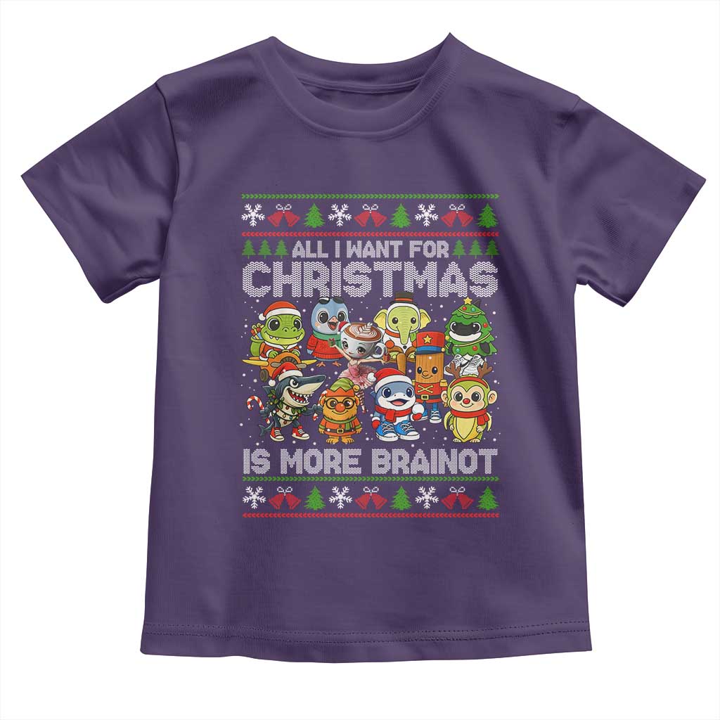 Italian Brainrot Christmas Meme Toddler T Shirt All I Want For Xmas Is More Brainot TS14 Purple Print Your Wear