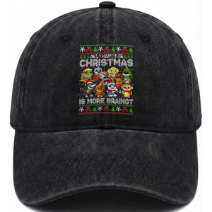 Italian Brainrot Christmas Meme Washed Cotton Baseball Cap All I Want For Xmas Is More Brainot TS14 Washed Cap Universal Fit Black Print Your Wear