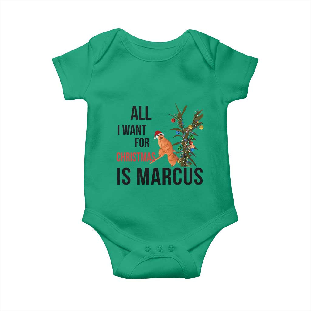 Marcus The Worm Robert Meme Baby Onesie All I Want For Christmas Is Marcus TS14 Irish Green Print Your Wear