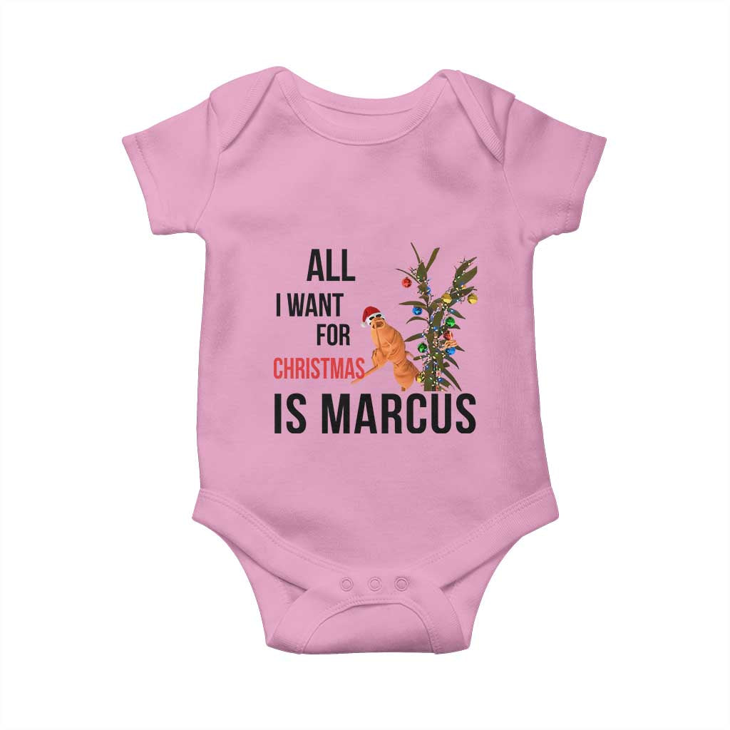 Marcus The Worm Robert Meme Baby Onesie All I Want For Christmas Is Marcus TS14 Light Pink Print Your Wear