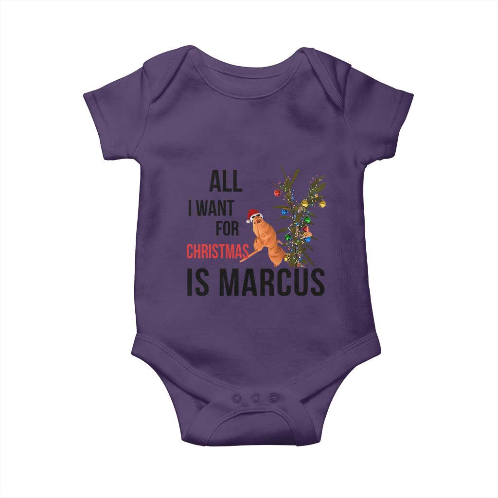 Marcus The Worm Robert Meme Baby Onesie All I Want For Christmas Is Marcus TS14 Purple Print Your Wear
