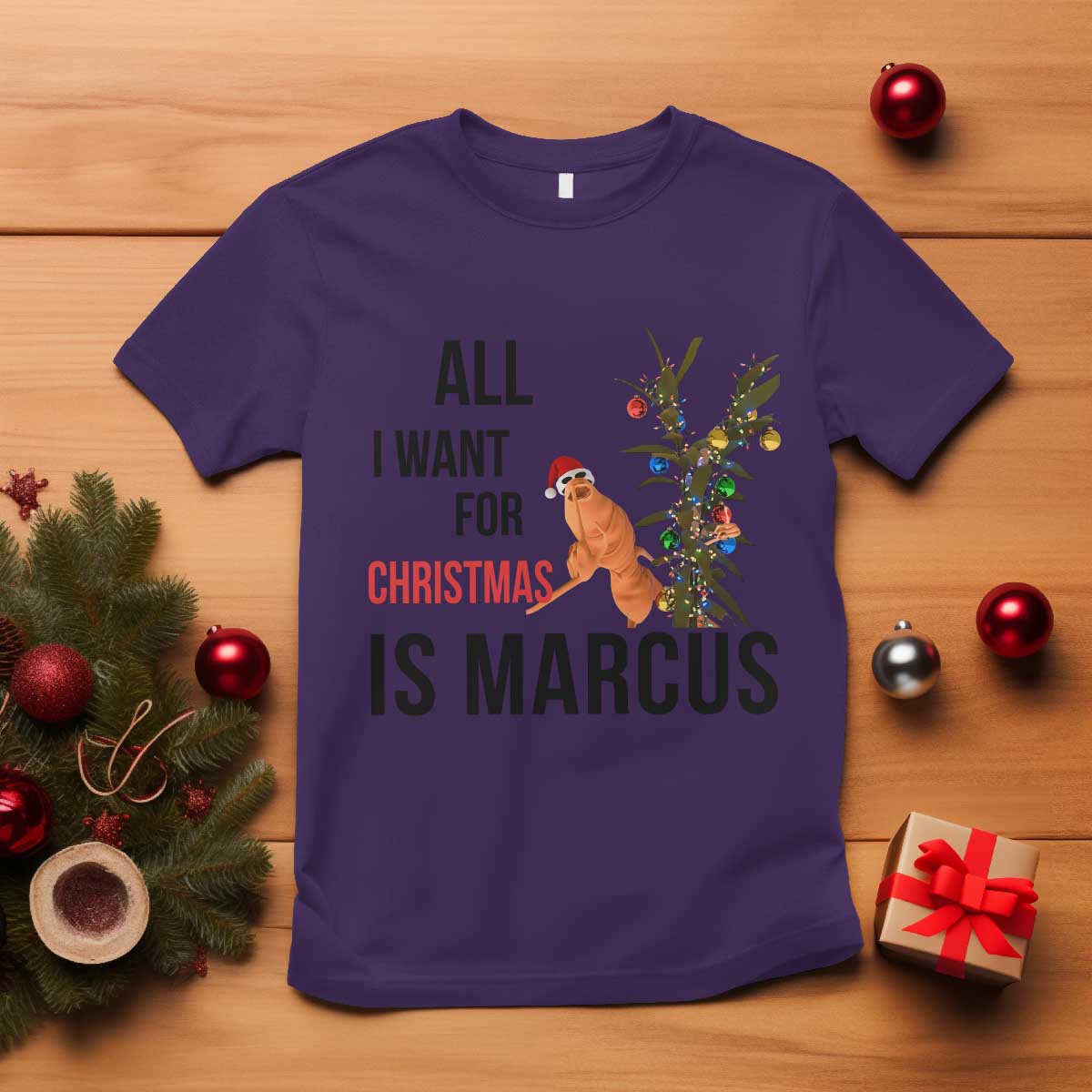 Marcus The Worm Robert Meme T Shirt All I Want For Christmas Is Marcus TS14 Purple Print Your Wear