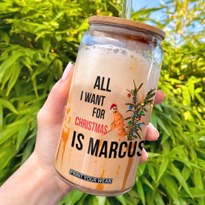Marcus The Worm Robert Meme Glass Can All I Want For Christmas Is Marcus TS14 White Print Your Wear